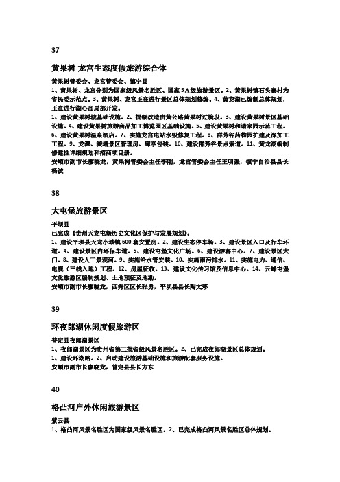 100个特色旅游区(安顺市域内)