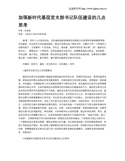 加强新时代基层党支部书记队伍建设的几点思考