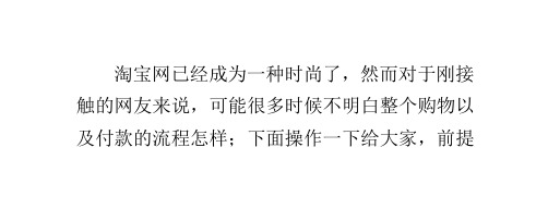 淘宝网购物流程图,淘宝网购教程淘宝付款流程解析
