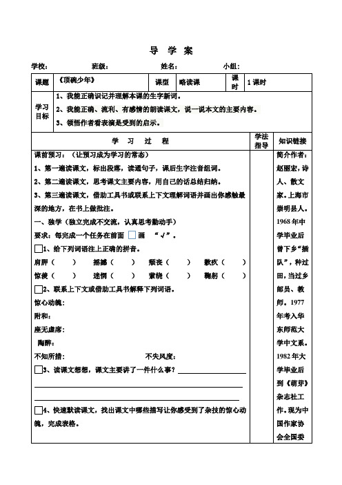 4《顶碗少年》导学案
