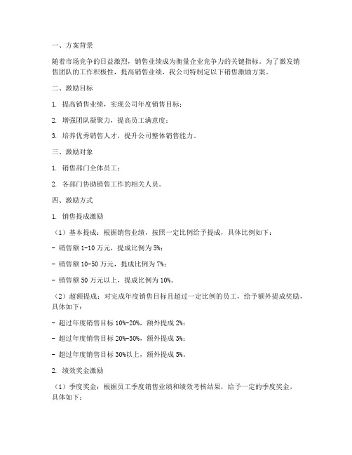 工业公司销售激励方案