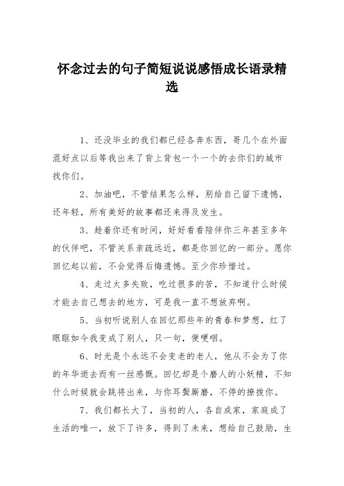 怀念过去的句子简短说说感悟成长语录精选