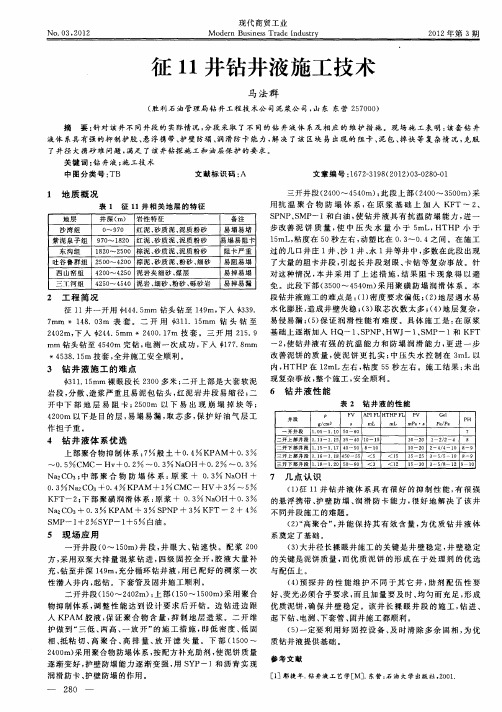 征11井钻井液施工技术