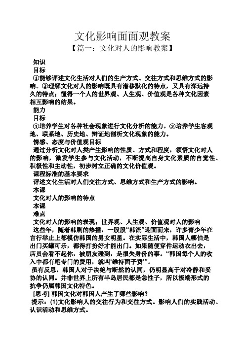 文化影响面面观教案