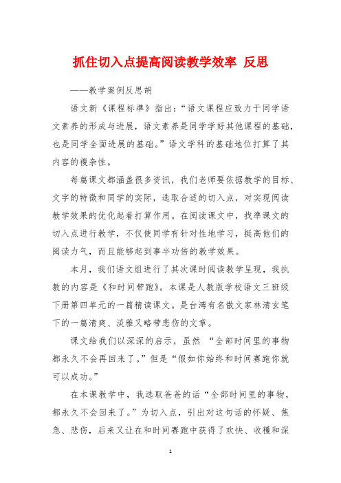 抓住切入点提高阅读教学效率 反思