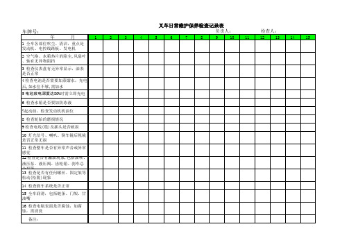 叉车日常维护保养检查记录表