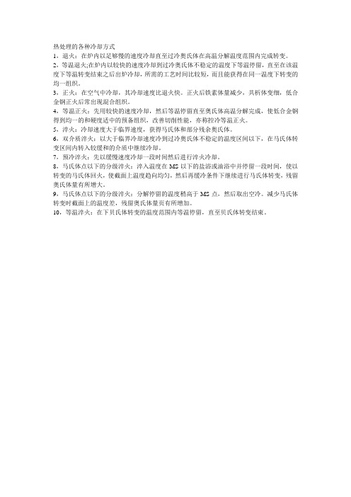 热处理的各种冷却方式