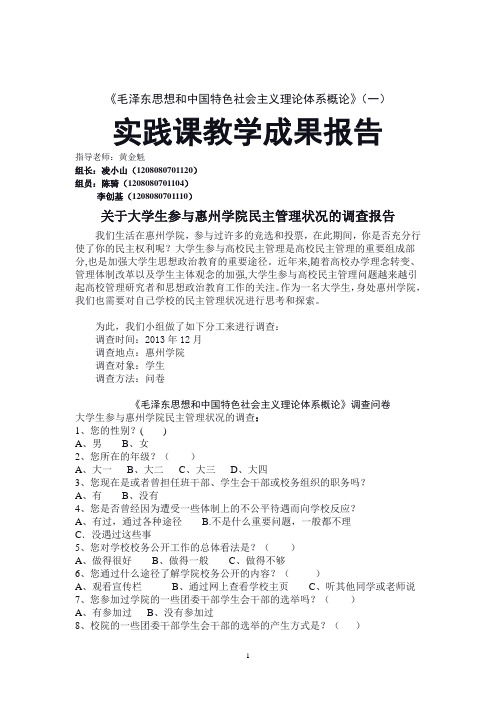 毛邓调查报告