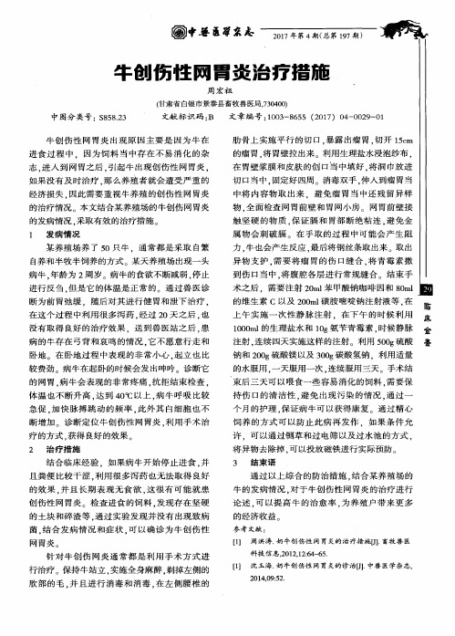 牛创伤性网胃炎治疗措施
