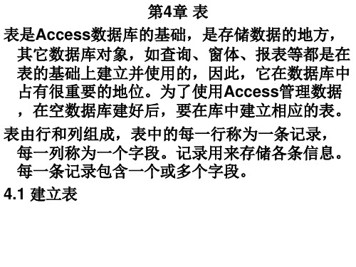 ACCESS2007数据库应用教程第4章 表