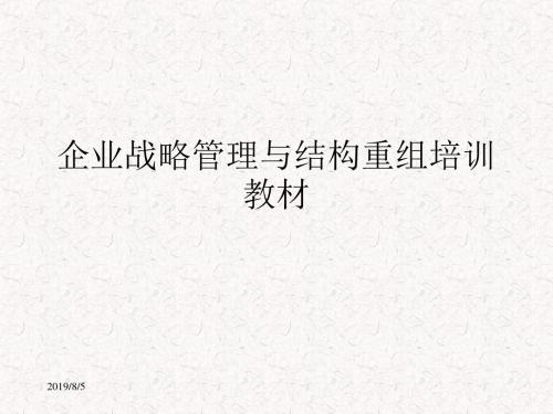 企业战略管理与结构重组培训教材