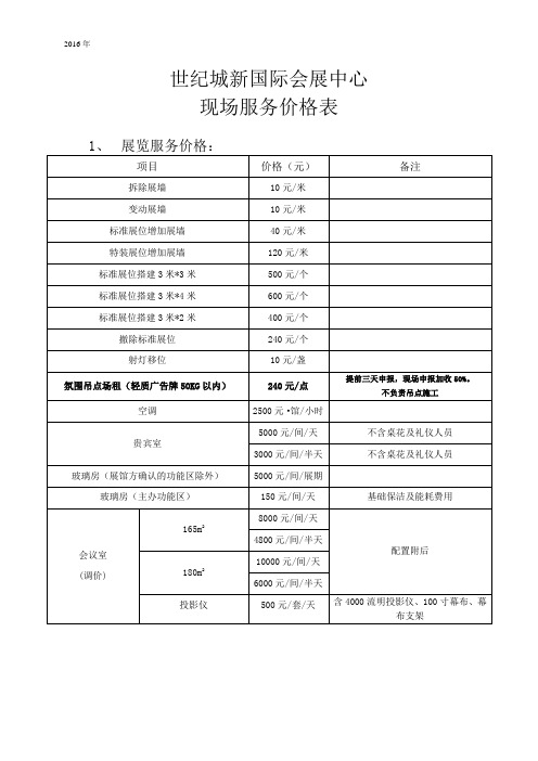 2016年成都展馆收费价