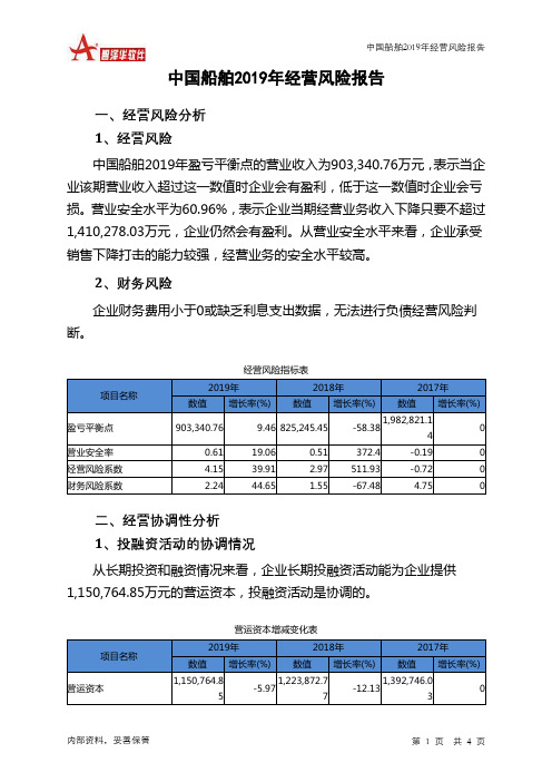 中国船舶2019年经营风险报告