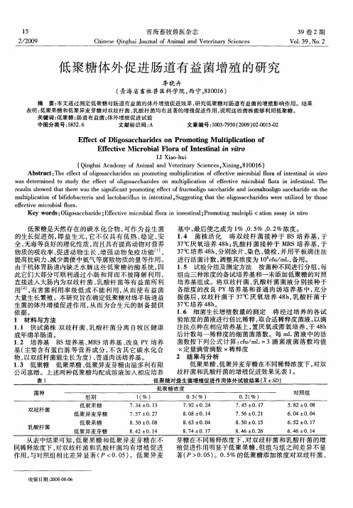 低聚糖体外促进肠道有益菌增殖的研究