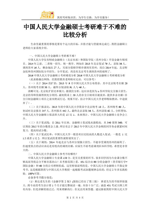 中国人民大学金融硕士考研难于不难的比较分析