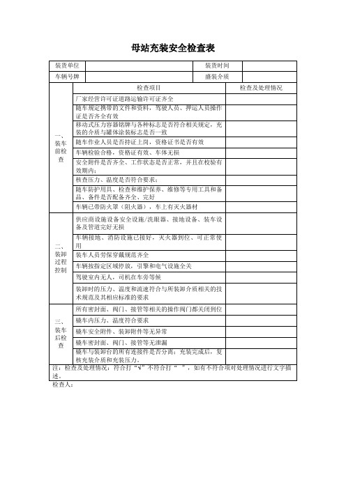 CNG天然气母站充装安全检查表