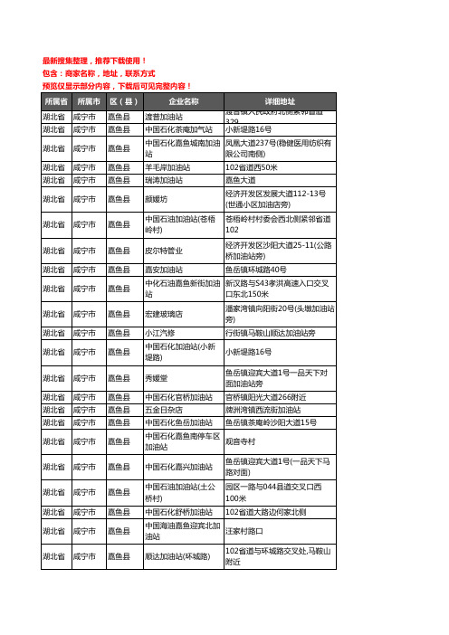 新版湖北省咸宁市嘉鱼县加油站服务企业公司商家户名录单联系方式地址大全47家