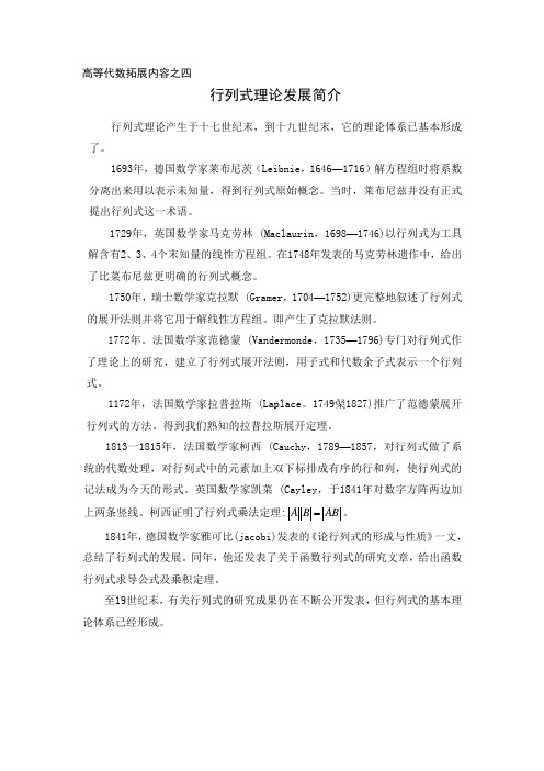 行列式理论发展简介