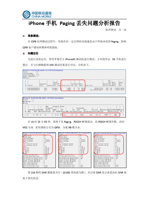 iPhone手机Paging问题分析报告
