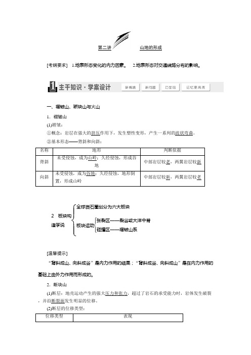 [备考资料]高三地理大一轮复习学案：4.2 山地的形成.doc