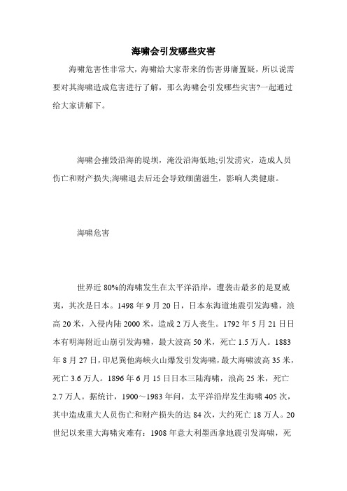 海啸会引发哪些灾害