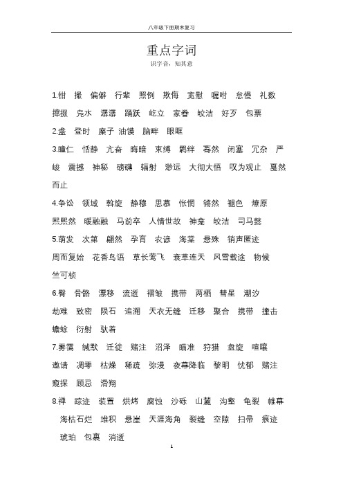 八年级下册期末复习资料(基础篇)