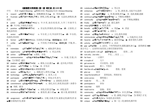 《新视野大学英语读写教程》 词汇表 第一至四册 带音标