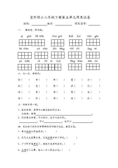 棠外附小二年级下册周末试卷
