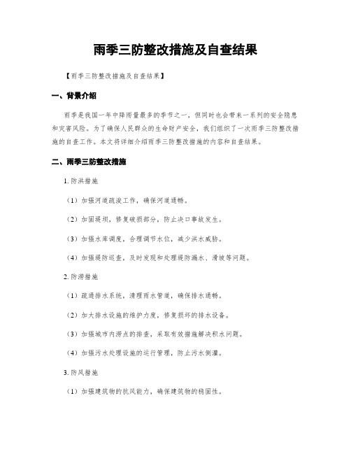 雨季三防整改措施及自查结果