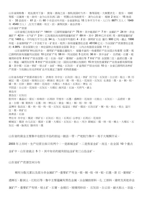 山东矿产分布