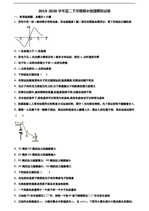 2020学年山西省吕梁市新高考高二物理下学期期末经典试题