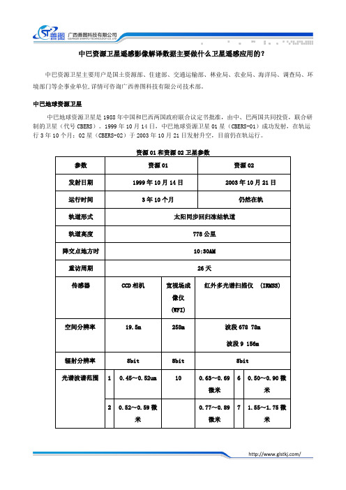 中巴资源卫星遥感影像解译数据主要做什么卫星遥感应用的