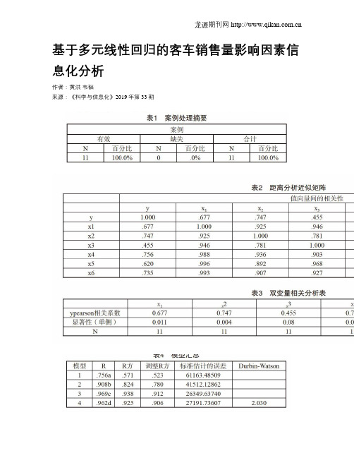 基于多元线性回归的客车销售量影响因素信息化分析