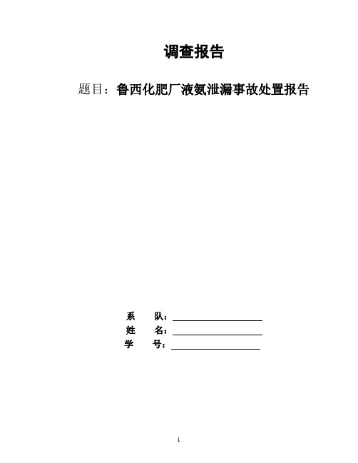 鲁西化肥厂液氨泄漏事故处置报告