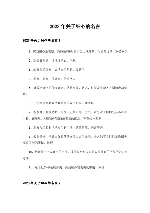 2023年关于细心的名言