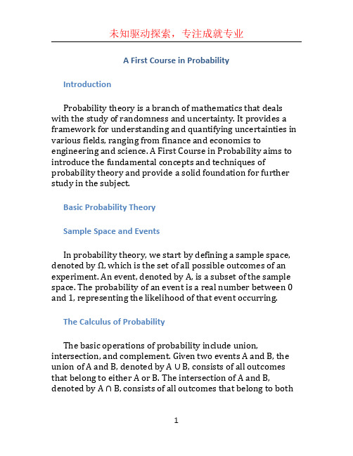 A First Course in Probability