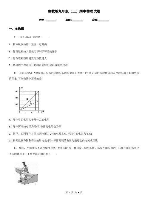 鲁教版九年级(上)期中物理试题新版