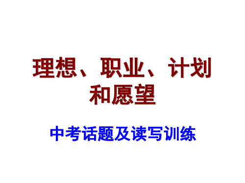 广东省中考英语复习课件：中考话题及读写训练04理想、职业、计划和愿望