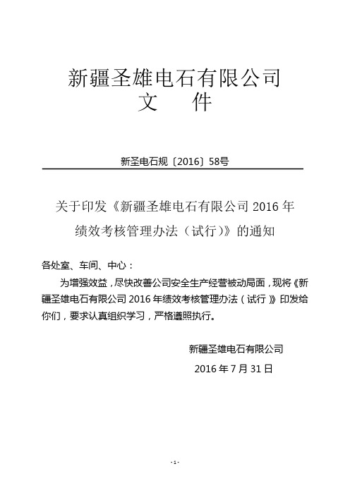 规(58)2016年绩效考核管理办法(试行)【19】