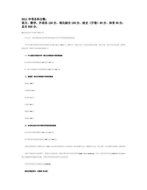 2011武汉中考