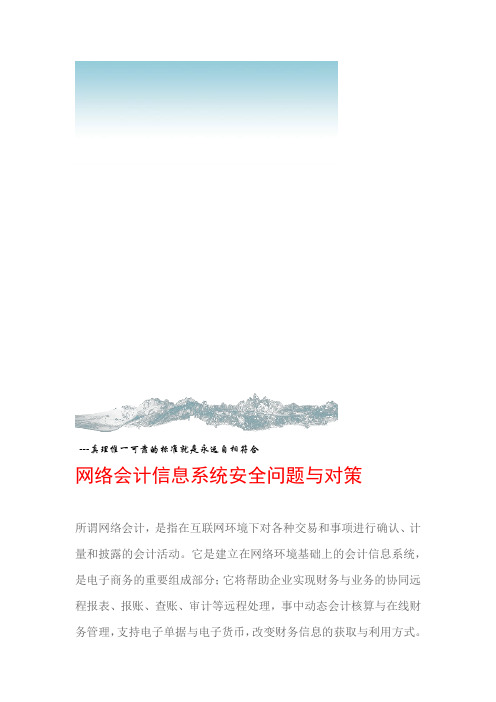 网络会计信息系统安全问题与对策
