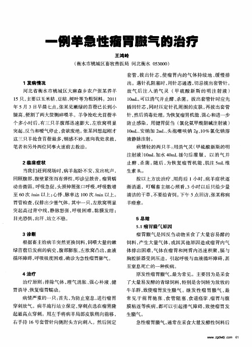 一例羊急性瘤胃臌气的治疗