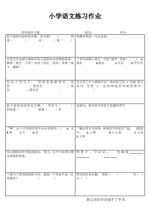 小学四年级语文提优训练I (40)