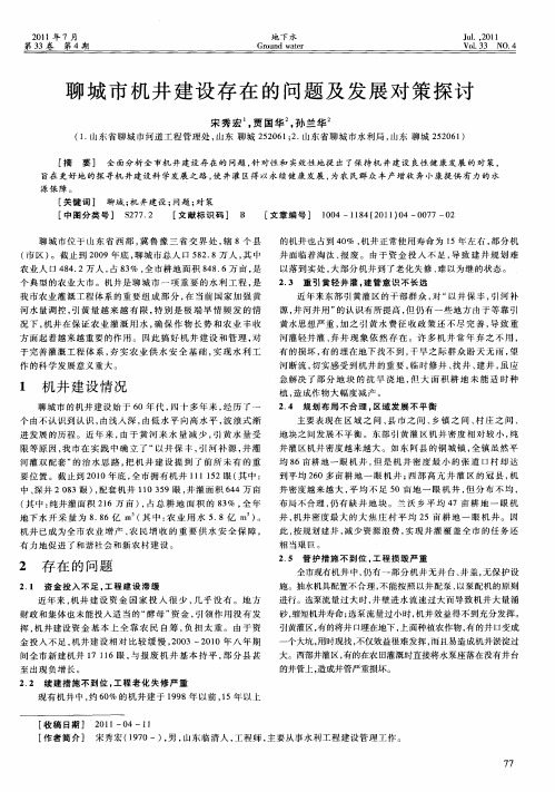 聊城市机井建设存在的问题及发展对策探讨