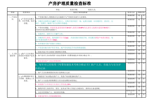 产房质量检查标准 (终版)