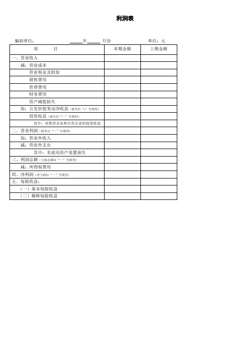 利润表 模板