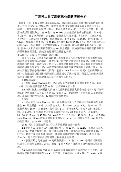广西灵山县艾滋病职业暴露情况分析