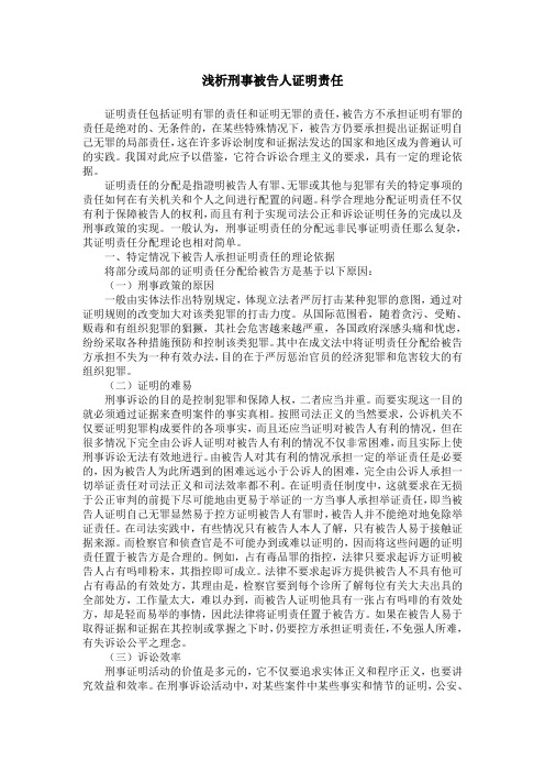 浅析刑事被告人证明责任