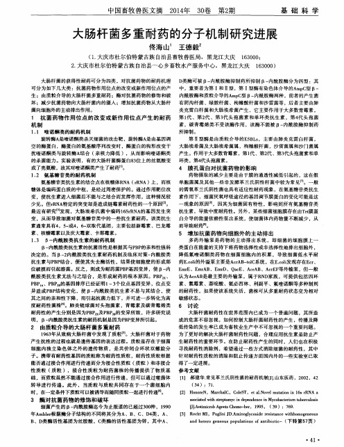 大肠杆菌多重耐药的分子机制研究进展