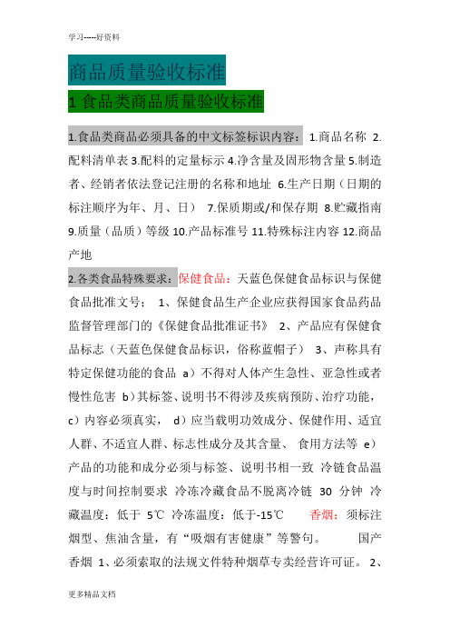 商品质量验收标准汇编